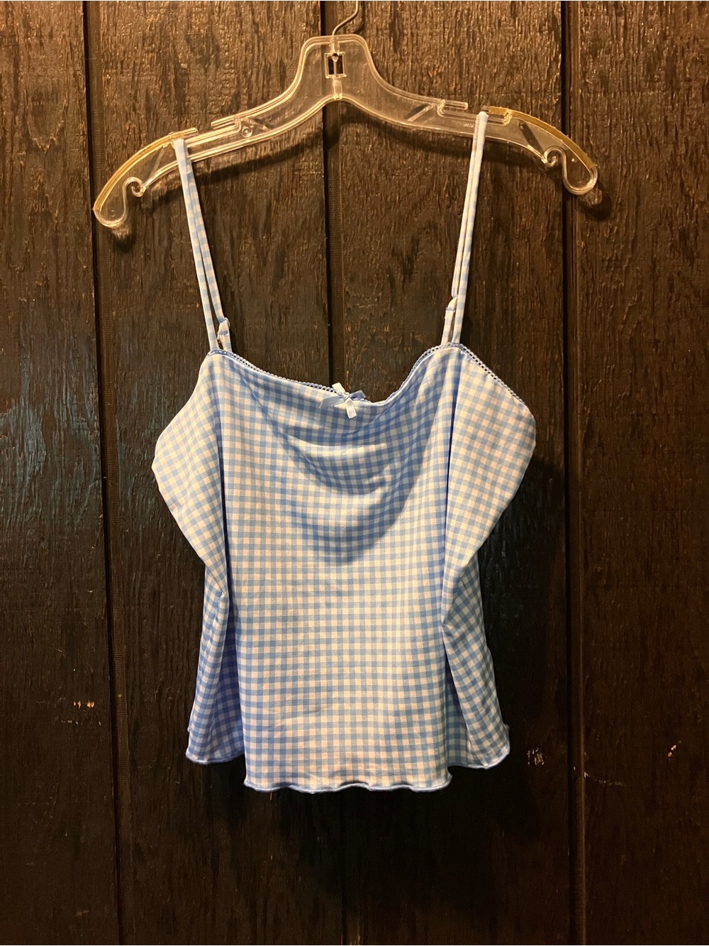 Blue Dorothy Patterned Gingham Spaghetti Strap Cami Top